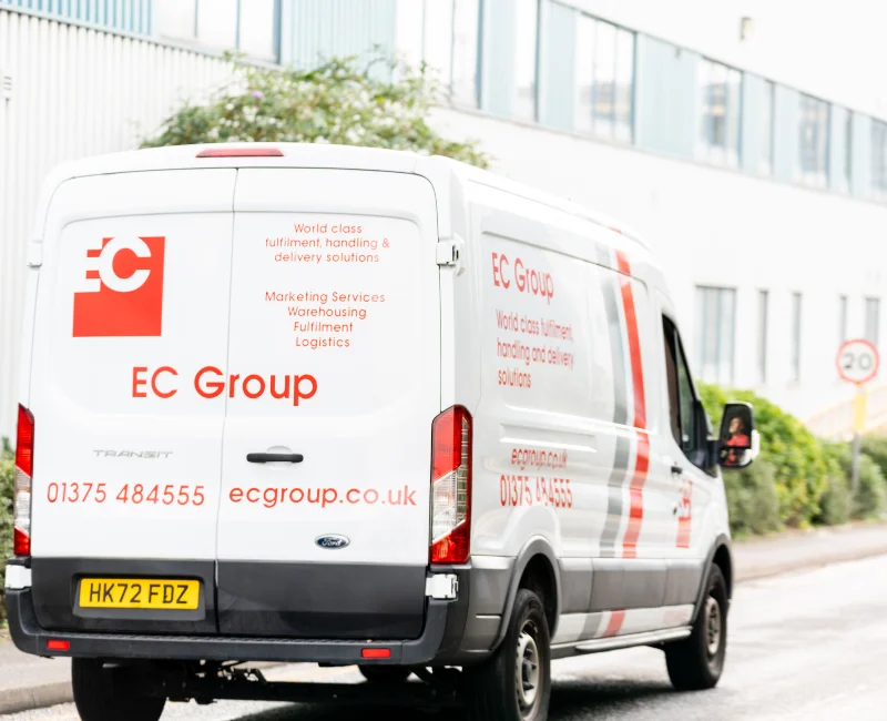 EC Group van driving out of their warehouse